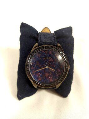 Guess Y2K Black Rhinestone Purple Face Watch